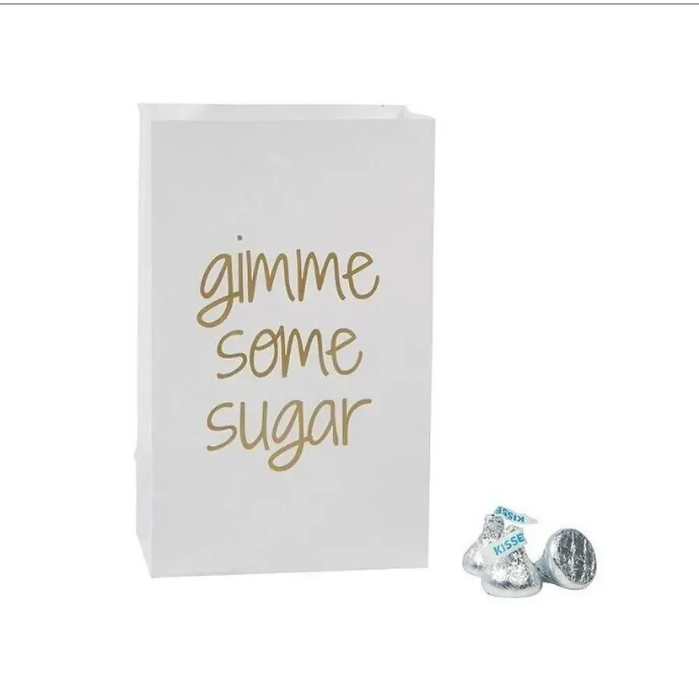 48 White Gold Gimme Some Sugar Wedding Favor Candy Bags Party Bridal Shower NWT